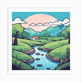 Cartoon Landscape 6 Art Print