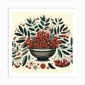 Scandinavian Art, Rowan berries 1 Art Print