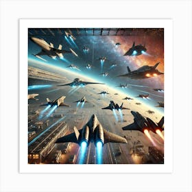 Lunar Horizon Fleet Of Fighters Converted 2 Art Print