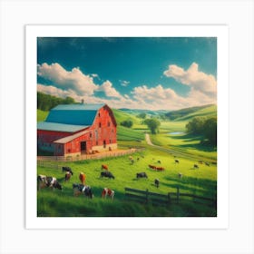 Red Barn In The Countryside Art Print