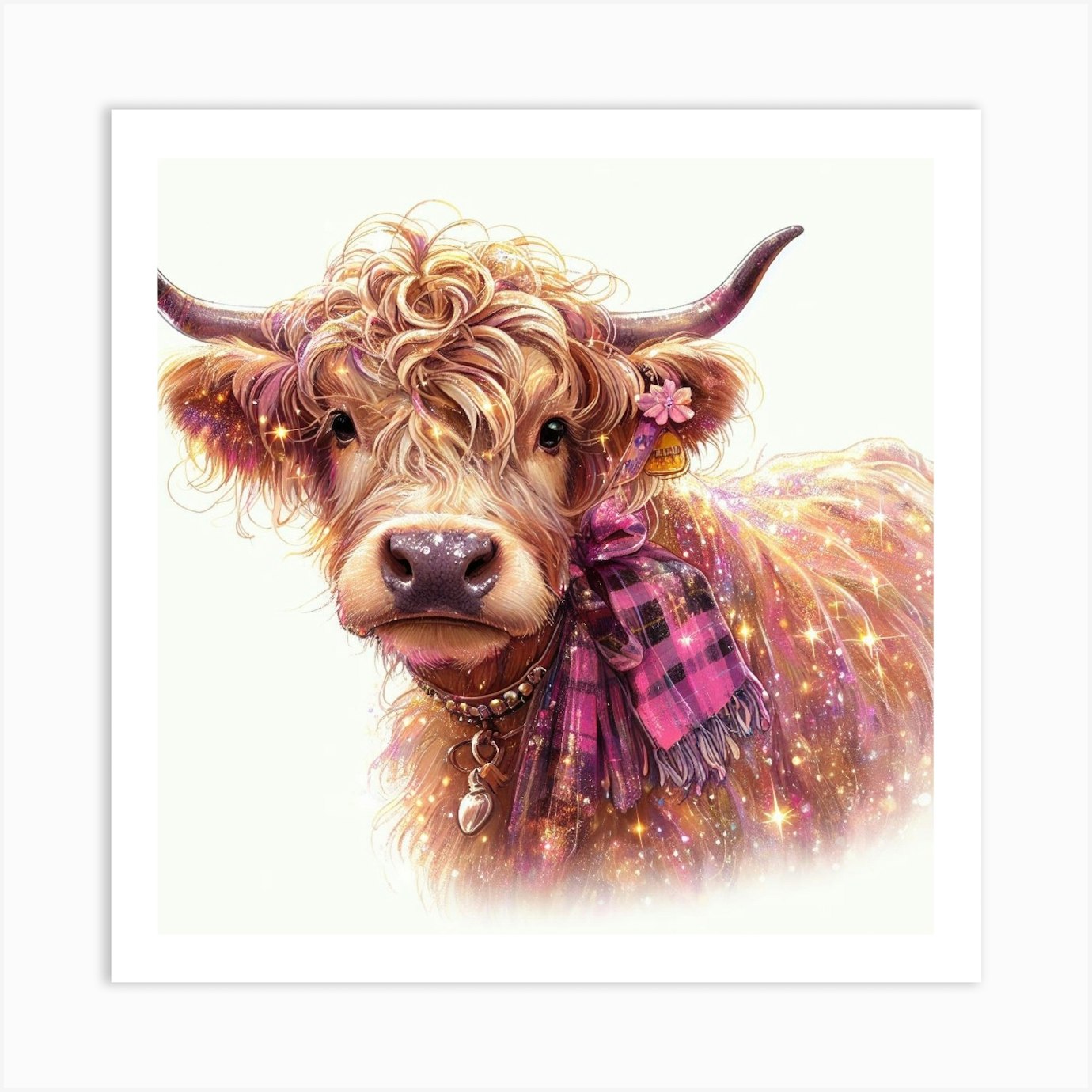 Vintage Highland Cows & Flowers 1 Fabric
