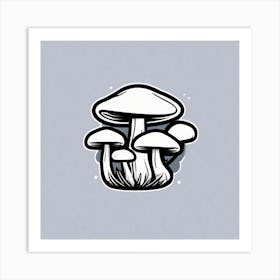 Mushrooms On A Grey Background 1 Art Print