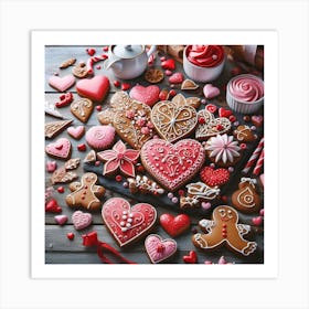 Valentine's Day, gingerbread design Art Print