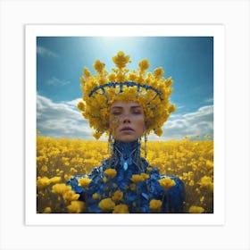 Woman In A Field Of Flowers 1 Art Print