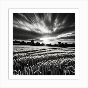 Sunset In A Wheat Field 10 Art Print