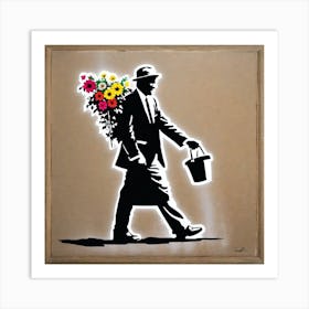 Banksy - Flowers Art Print