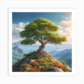 Lone Tree On Top Of Mountain 62 Art Print