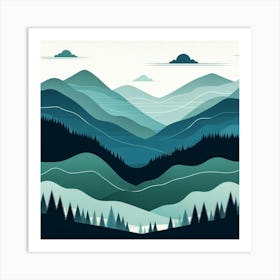 Abstract Mountain Landscape Art Print