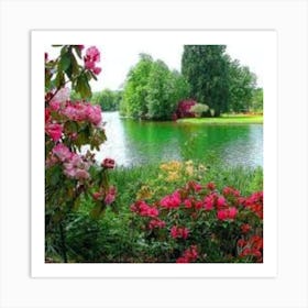 Pond With Flowers Art Print