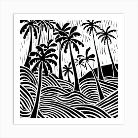 Palm Trees On The Beach Art Print