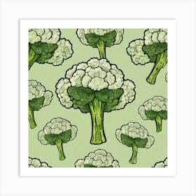 Seamless Pattern Of Broccoli 3 Art Print