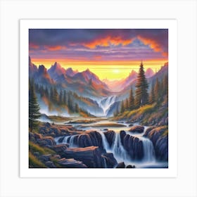 Sunset In The Mountains 2 Art Print