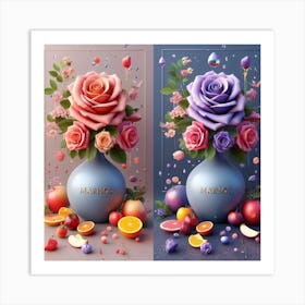 Roses In A Vase Art Print