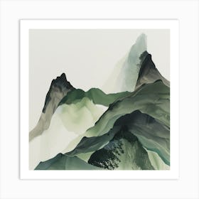 Japanese Watercolour Of Mount Amakarazi 4 Art Print