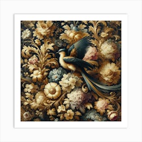 Bird On A Flower Art Print Art Print