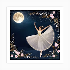 Ballerina In The Moonlight 1 Art Print