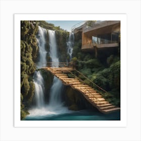 Surreal Waterfall Inspired By Dali And Escher 4 Art Print