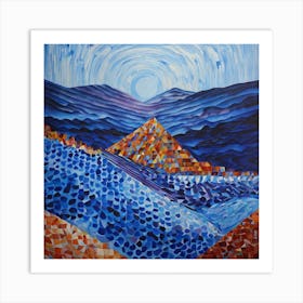 Op art, Blue mountains 1 Art Print