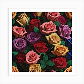 Multicolored Roses Art Print