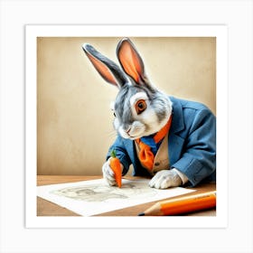 Rabbit Drawing 3 Art Print