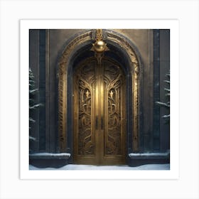 Christmas Decoration On Home Door Sf Intricate Artwork Masterpiece Ominous Matte Painting Movie (7) Art Print