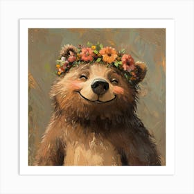 Bear In A Flower Crown 2 Poster