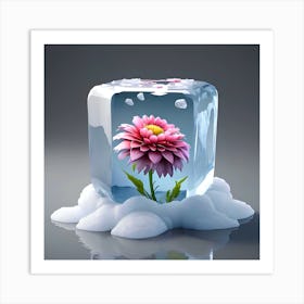 Flower In Ice Cube Art Print