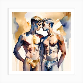 Shirtless Gay Lover Couple Pride Art Art Print