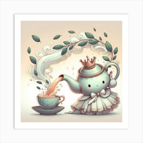 Kawaii Teapot Art Print