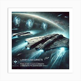 A Futuristic Sci Fi Scene Highlighting Lunar Class Corvettes Stealth Art Print