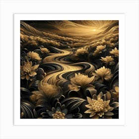 Golden Flowers Art Print