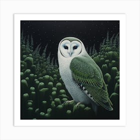 Ohara Koson Inspired Bird Painting Barn Owl 3 Square Art Print
