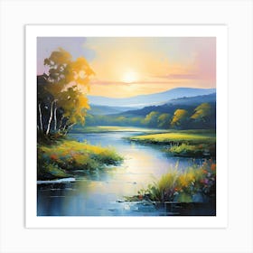 A Captivating Abstract Oil Painting That Embodies The Serene Beauty Of A Picturesque Landscape The Art Print