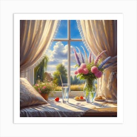 Window With Flowers Art Print