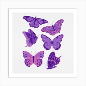 Texas Butterflies   Purple And Pink Square Art Print