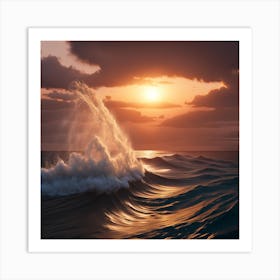 Sunset Over The Ocean Waterspout Art Print