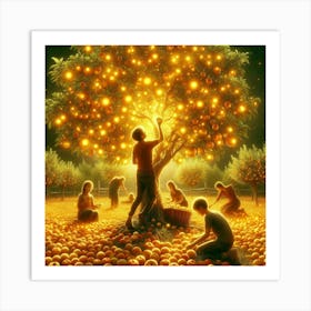 Tree with Glowing Apples Art Print