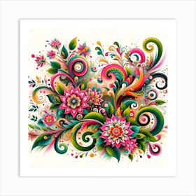 Colorful Floral Painting Art Print