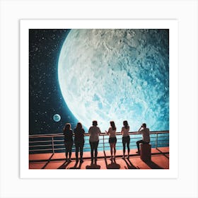 Group Of People Looking At The Moon 1 Art Print