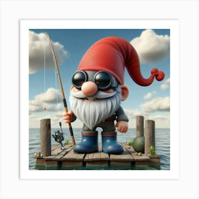 Fishing Gnome 2 Art Print