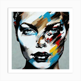 Woman With Paint On Her Face Art Print