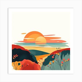 Sunset In The Countryside Art Print