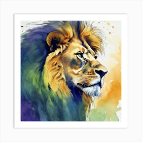 Lion Watercolor Painting Art Print