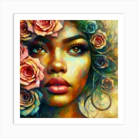 Roses On A Girl Art Print