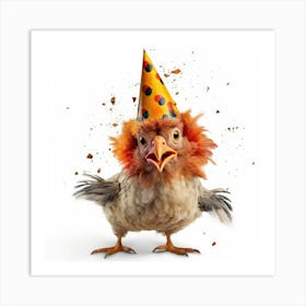 Chicken In A Party Hat Art Print