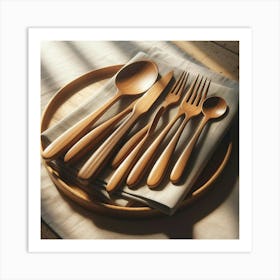 Wooden Spoons And Forks Art Print