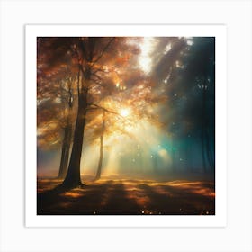 Rays Of Light In The Forest 3 Art Print