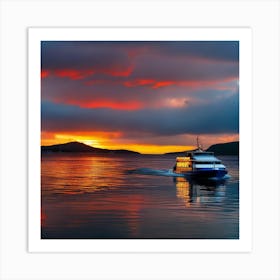 Sunset On A Boat 4 Art Print