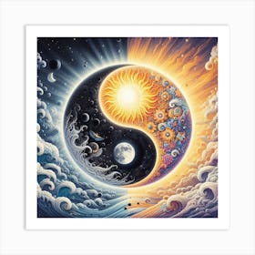 Yin Yang sun and moon Art Print