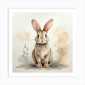 Rabbit Watercolor Painting Art Print